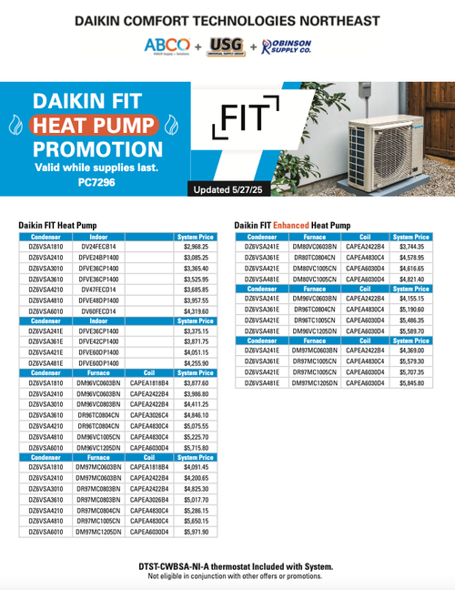 DAIKIN FIT HEAT PUMP PROMOTION