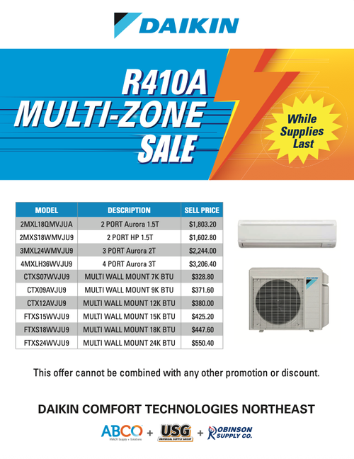 R410A MULTI-ZONE SALE